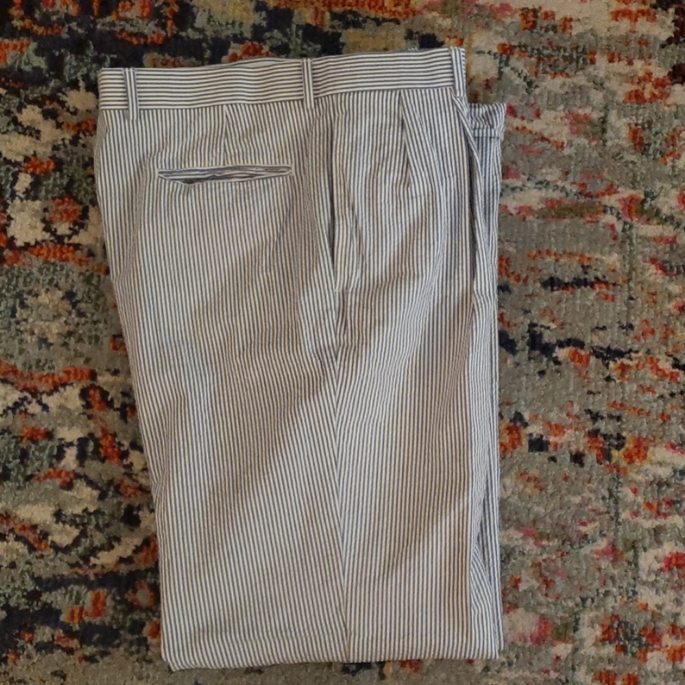 Jos A Bank Blue Seersucker Dress Pants 36x34